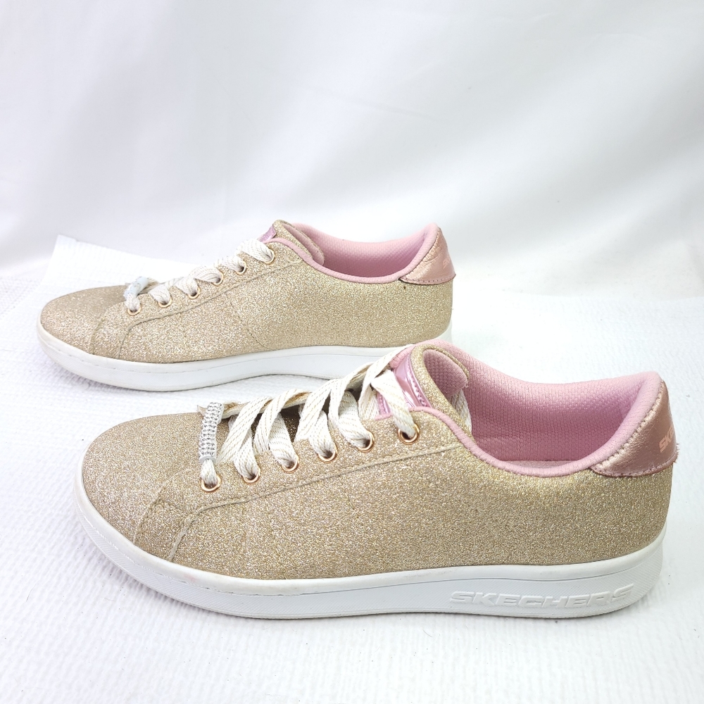 Skechers Omne Street Sneakers Gold Glittery Lace Up Shoes Womens Size 6 - Picture 2 of 7
